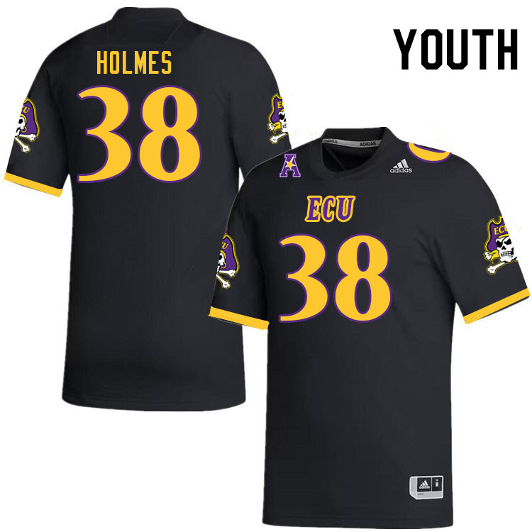 Youth #38 Noah Holmes ECU Pirates College Football Jerseys Stitched-Black